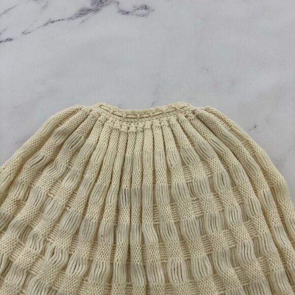 Womens Vintage Handmade Cropped Shawl Cape Sweater One Size Cream Knit Crochet - Picture 6 of 8